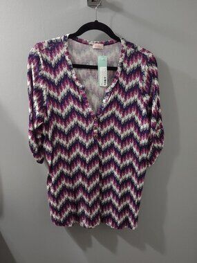 NWT Pixley Purple White Gray Zig Zag Chevron Pattern Size XL